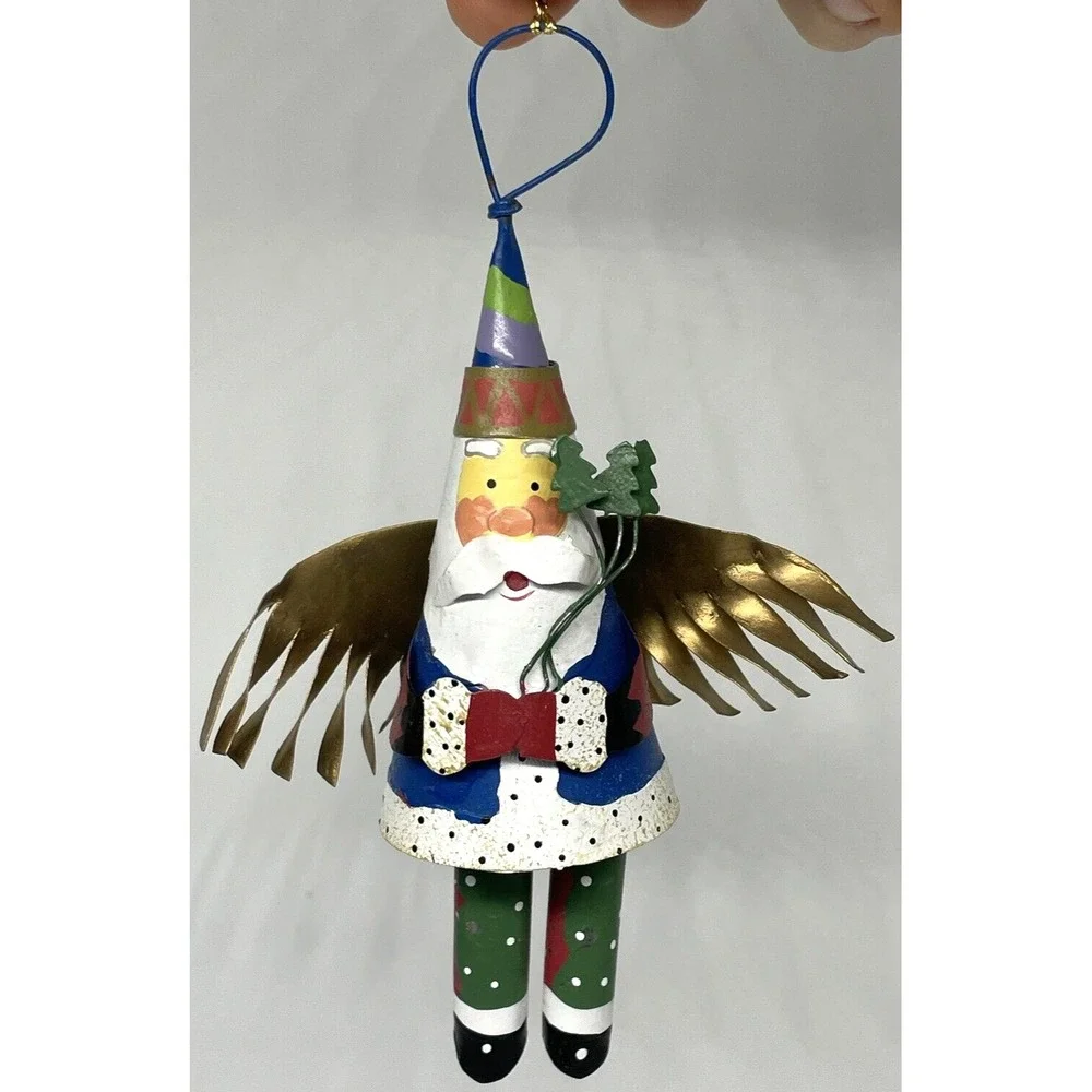 Santa Claus Metal Painted Christmas Ornaments LOT of‎ 4